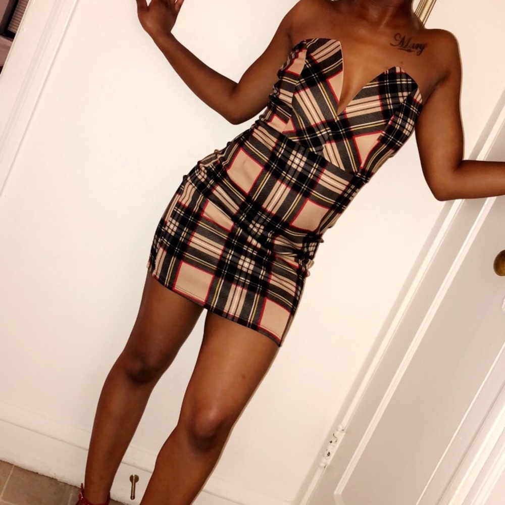 Plaid Printed Fitted Dress